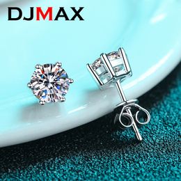 Charm DJMAX GRA Stud Earrings Lab Diamond 14K White Gold Plated Sterling Silver Earring Women Men Lovers Ear 1ct 2ct 230817