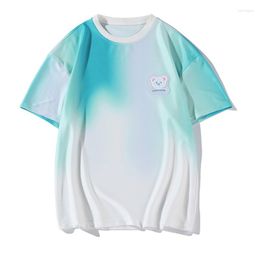 Men's T Shirts Gradient Color Short-sleeved T-shirt Thin Fashion Simple Breathable Tshirts Oversize Summer Clothes Loose Casual Tops