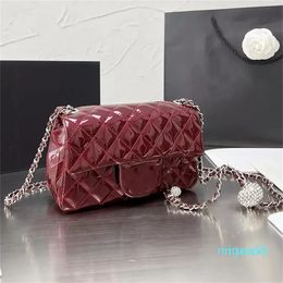 2023-Flap Bag Diamond Ball Candy Color Premium Patent Leather Classic Quilted Plaid Chain Crossbody Bag Luxury Designer Ladies One Shoulder Handbags Mini