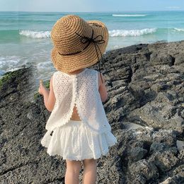 Clothing Sets Girls Outfit Summer Kids Casual For White Lace Strap Set Children's Baby Girl Korean Version 2PCS