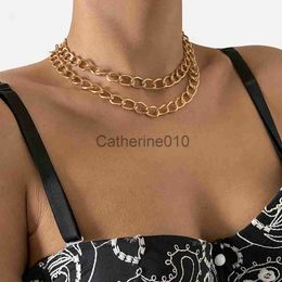 Pendant Necklaces Hip Hop Punk Hollow Collar Necklace for Men 2023 Vintage Multi Layered Gold Color Metal Girl Fashion Party Jewelry Gift J230817