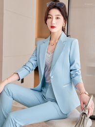 Women's Two Piece Pants Solid Colour Slim Fit Pant Suit Female Formal Blazer Jacket And Trouser 2 Set For Office Ladies Work Wear Clothes