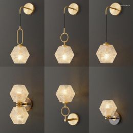 Wall Lamps Retro Bedroom Lamp Nordic Creative Glass Background Aisle Modern Simple Light Luxury Living Room Lights
