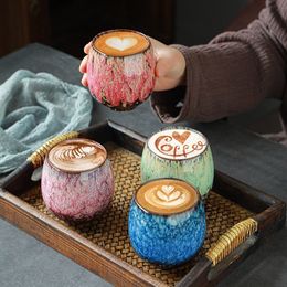 Mugs 250ml Retro Kiln Ceramic Espresso Coffee Cup Home Kung Fu Tea Creative Design Water Latte 230817