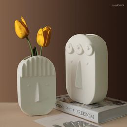 Vases Home Decoration Accessories Creative Abstrac Human Face Design Ceramics Flower Vase Office Desktop Arrangement Container