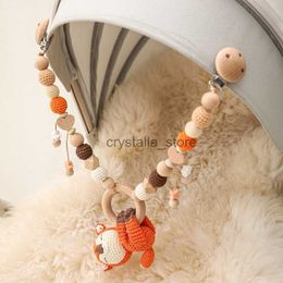 Baby Toy Wooden Pram Clip Baby Pram Baby Bed Hanging Rattles Toy Rattle Baby Wooden Teether Necklace Teething Beads HKD230817