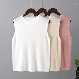 Women's Tanks Summer Coolness Ice Silk Ventilate For Women Sleeveless O Neck Solid Casual Tank Tops 2023 Fashion Lady Loose T Shirt