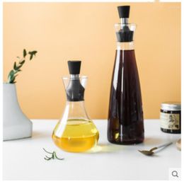 Water Bottles 600ml Big Capacity Leak-proof Seasoning Pot Home Kitchen Oiler Bottle Liquid Household Square Waltz Glass