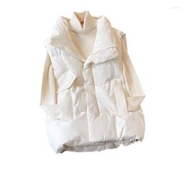 Women's Vests Solid Cotton Vest Women 2023 Autumn And Winter Korean Stand Collar Pocket Sleeveless Waistcoat Female Zipper Jacket