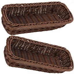 Dinnerware Sets 2 Pcs Seasoning Jar Storage Box Practical Basket Woven Desk Sundry Organiser For Cutlery Home Plastic