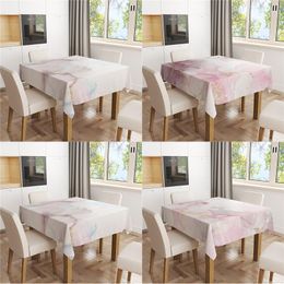 Table Cloth Pink Ink Painting Hexagon Irregular Design Flax Tablecloth Dustproof Cover Heat Resistant Kitchen Dining Room Multiple Sizes