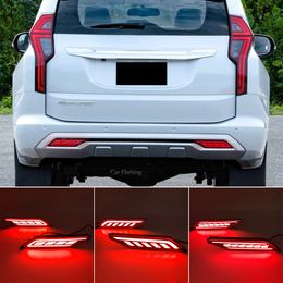 LED Rear Bumper Reflector Lamp For Mitsubishi Pajero Montero Sport 2019 2020 2021 Stop Brake Fog Lamp turn signal light