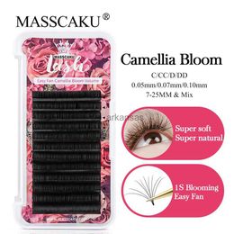 False Eyelashes MASSCAKU Volume Lash Extensions C D CC DD Curl 8-20mm 12 rows Easy Fan Volume Lashes 0.05 0.07 0.10mm Automatic Blooming Lashes HKD230817