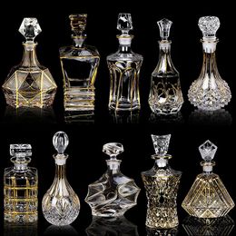 Bar Tools Crystal glass red wine decanter foreign jug drawing gold line whisky bottle liquor dispenser 230816