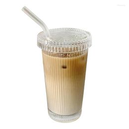 Wine Glasses Aesthetic Glass Cup Iced Coffee Cups With Lids And Straws Portable 375ml Drinking For