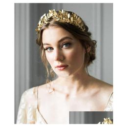 Headbands Jewelryheadbands Jewellery Fashion Gold Plated Metal Leaf Headband Vintage Hairband For Women Elegant Leaves Hair Drop Deliver Dhnrw