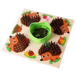 Sports Toys CPC CE Arrival Wooden Early Education Hedgehog Counting Cloth Bag Storage Multiplayer Board Game Toy For Children Kids 230816