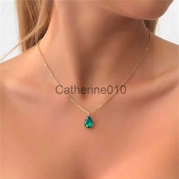 Pendant Necklaces Fashion Boho Simple Gold Color Multicolor Crystal Drop Pendant Choker Necklace For Women Vintage Collar Bead Chain Jewelry Gift J230817