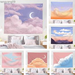 Tapestries Home Decor Pink Moon Tapestry Background Fabric Oil Painting Dream Moon Room Decor Tapestry 230x180 cm alfombra de piso R230817