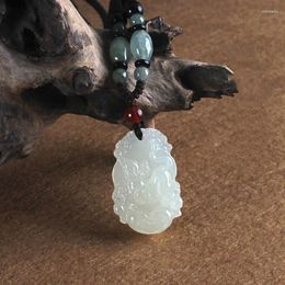 Подвесные ожерелья высококачественные натуральные белые нефритовые китайские ожерелье Зодиака Женщина Женщина Шарм Ювелирные украшения
