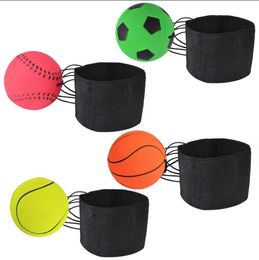 Balls 6 Style Fun Toys Bouncy Fluorescent Rubber Ball Wrist Band Ball Board Game Funny Elastic Ball Training mutli Colours soccer baseketball