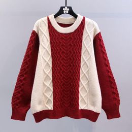 Women's Sweaters Autumn And Winter 2023 Design Relaxed Casual Versatile Knitwear Women Pullover Small Color Contrast Long Sleeve Sweater Q52