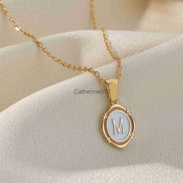 Pendant Necklaces New Style Initial Enamel A-z Letter Golden Drip Oil Technology Necklace For Women Exquisite Pendant Banquet Fashion Jewellery Gift J230817