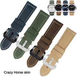 Watch Bands Vintage Frosted Leather Watch Strap 19/20/21/22/23/24/26mm Flat Straight Interface Crazy Horse Leather Watchband 230817