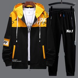 Men's Tracksuits Spring Autumn Zipper Cardigan Print Jacket Sweatpants Two Piece Sets Hip Hop Streetwear Male Sports Outfit