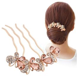 Headpieces Butterfly Hair Clip Bridal Combs Crystal Headband For Bride Princess Crown Tiara Drop Delivery Party Events Accessories Dhq09