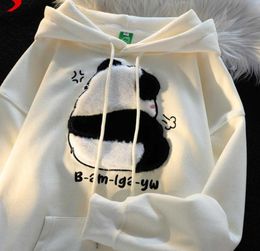 Women's Hoodies Japan Style Cute Cartoon Plush Panda Hooded Woman Student 2023 Autumn Loose Preppy Original Couple Jackets
