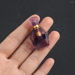 Pendant Necklaces Essential Oil Bottle Natural Stone Pentagon Amethyst Perfumer For Jewelry Making DIY Necklace Accessory