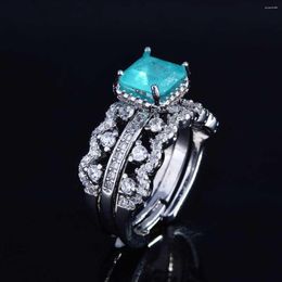 Cluster Rings 18K White Gold For Women Wedding Engagement Bridal Jewellery Elegant Ring Fine Gifts Anillos Mujer Gemstone With Box