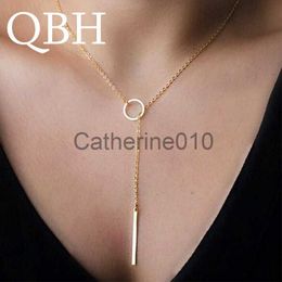 Pendant Necklaces NK547 Punk Women Jewellery Minimalist Tiny Dainty Collier Unique Round Circle Bar Pendant Short Clavicle Necklace For Girl Chain J230817