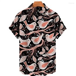 Men's Casual Shirts Hawaiian 3D Printed Short Sleeved Shirt Oversized Beach Top Single Chest Lapel Tropical Floral Clothing