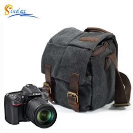 Camera bag accessories Vintage Canvas DSLR Camera Bag Shoulder Bag Camera Case For Canon Nikon Lens Pouch Bag Waterproof Photography Bags HKD230817