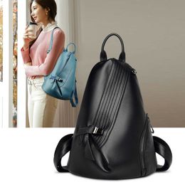 Women's backpack new Korean ins style fashion soft leather high school student schoolbag 230817