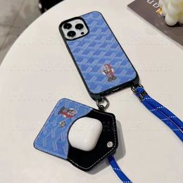 Beautiful iPhone Phone Cases 15 14 13 Pro Max Luxury Crossbody Purse with AirPods 1 2 3 4 pro 16 15promax 14promax 15pro 14pro 13pro 12pro 12 Case with Logo Box 0813