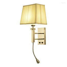 Wall Lamp El Sconce Room Modern Fabric Lampshade E27 Stainles Steel Reading LED Dual Living Bedroom Light Decor