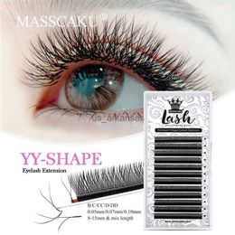 False Eyelashes MASSCAKU YY Shape New Arrival Lashes Individual Fluffy Natural Soft Lash Supplies Two Tips Beauty Makeup Eyelashes Extensions HKD230817