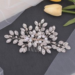 Hair Clips Crystal Comb Wedding Tiaras Bead Hairpin For Women Silver Colour Side Pins Charm Girl Party Headwear Bride Jewellery Gift