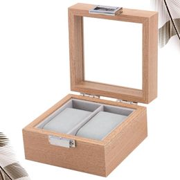 Watch Boxes 1 PC 2 Grids Exquisite Wooden Box Handy Display Organiser Couple Storage Case For Gift