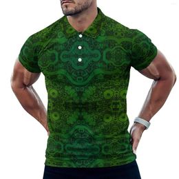 Men's Polos Moss Mirrored Coils Polo Shirts Man Abstract Print Casual Shirt Summer Stylish Collar T-Shirts Short Sleeve Custom Oversize Tops