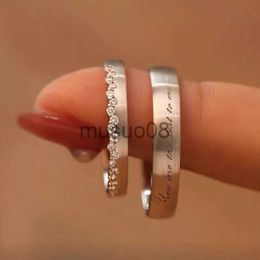 Band Rings Fashion Lettering Couple Ring Inlaid with Zircon Trend Static Ring for Men and Women Marriage Commitment Pendant Jewellery Gift J230817