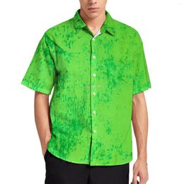 Men's Casual Shirts Green Moss Print Vacation Shirt Abstract Art Summer Men Retro Blouses Short Sleeve Design Clothing Plus Size 4XL