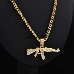 Pendant Necklaces Fashion Choker Necklaces for Women 2022 Gun Cross Pendant Crystal Rhinestone Chain Necklace Women Men Punk Chains Jewellery Gift J230817