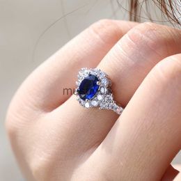 Band Rings Huitan Dark Blue Series Charms Female Finger Rings Luxury Engagement Party Jewellery For Bride Shiny Brillaint Cubic Zircon Ring J230817