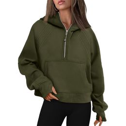 Damen Hoodies Sweatshirts halbe Reißverschlüsse mit Langarm Fleece Viertel Pullover Fall Outfits Kleidung 230817 JackeStop