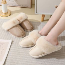 Slippers Women Men Winter Plush Warm Flannel Inner Snow Boots Couple Home Cotton Shoes Soft Flat Non-Slip Indoor Furry