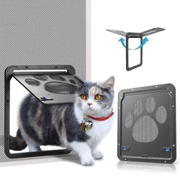 Other Dog Supplies Pet Door Safe Lockable Magnetic Screen Outdoor Dogs Cats Window Gate House Enter Freely Fashion Pretty Garden Easy Instal 230816